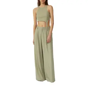 Vanessa Mai Collection Women's Ribbed Knit Flowing Trousers QS image-6