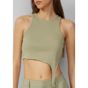Camiseta acanalada con detalle de lazo mujer QS image-3