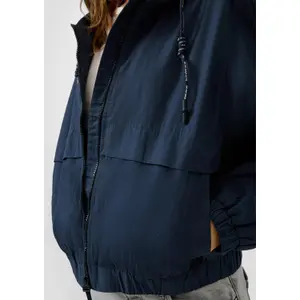 Women's Cropped Cotton Hooded Jacket QS image-3