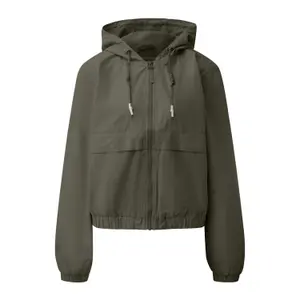 Women's Cropped Cotton Hooded Jacket QS image-0