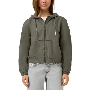 Women's Cropped Cotton Hooded Jacket QS image-2
