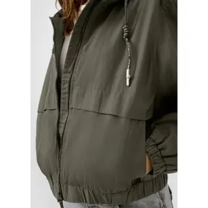 Women's Cropped Cotton Hooded Jacket QS image-3