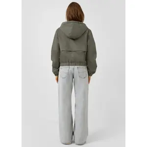 Women's Cropped Cotton Hooded Jacket QS image-4
