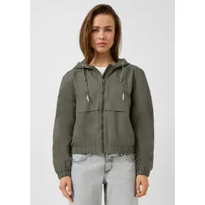 Women's Cropped Cotton Hooded Jacket QS image-6