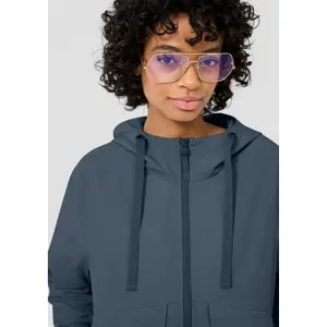 Women's Nylon Jacket with Adjustable Hem and Hood QS image-3