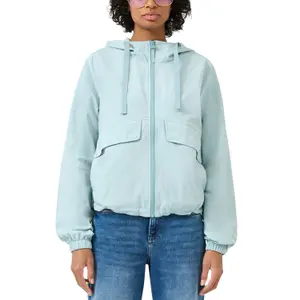 Women's Nylon Jacket with Adjustable Hem and Hood QS image-2