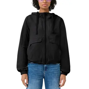 Women's Nylon Jacket with Adjustable Hem and Hood QS image-2