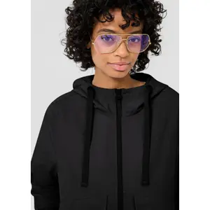 Women's Nylon Jacket with Adjustable Hem and Hood QS image-3