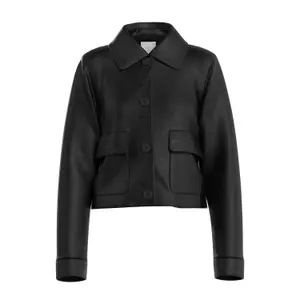 Women's Leather-Look Patch Pocket Jacket QS image-0