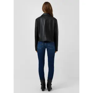 Women's Leather-Look Patch Pocket Jacket QS image-4