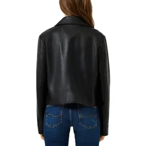 Women's Leather-Look Patch Pocket Jacket QS image-5