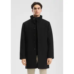 Wool Coat with Ribbed Panel QS image-2