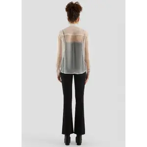 Sheer Blouse with Lace Front for Women QS image-4