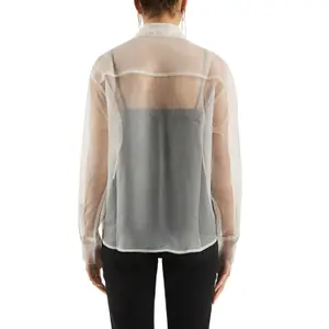 Sheer Blouse with Lace Front for Women QS image-5