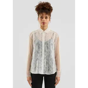 Sheer Blouse with Lace Front for Women QS image-6