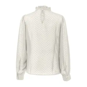 Sheer Chiffon Blouse with Piping and Ruffles on the High Neck Women's QS image-1