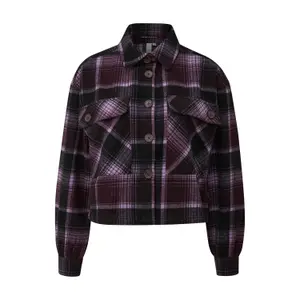 Check Shirt Jacket with Patch Pockets for Women QS image-0