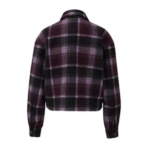 Check Shirt Jacket with Patch Pockets for Women QS image-1