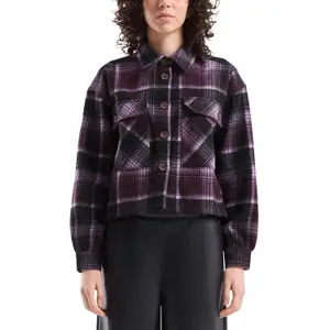Check Shirt Jacket with Patch Pockets for Women QS image-2