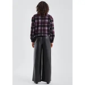 Check Shirt Jacket with Patch Pockets for Women QS image-4