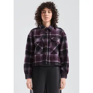 Check Shirt Jacket with Patch Pockets for Women QS image-6