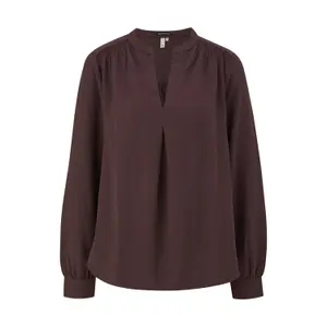 Smocked Shoulder Detail Tunic Blouse for Women QS image-0
