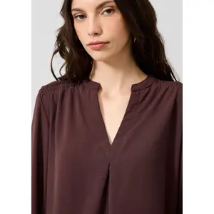 Smocked Shoulder Detail Tunic Blouse for Women QS image-3