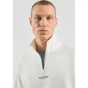 Zipped High Neck Sweatshirt with Front Print QS image-3
