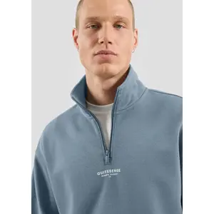 Zipped High Neck Sweatshirt with Front Print QS image-3