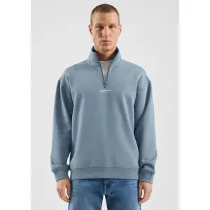 Zipped High Neck Sweatshirt with Front Print QS image-6