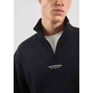 Zipped High Neck Sweatshirt with Front Print QS image-3