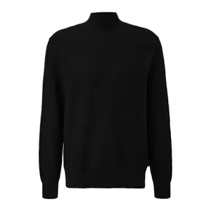 High Neck Check Pattern Sweater QS image-0