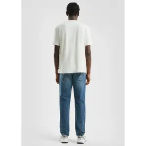 Basic Round Neck T-Shirt with Artistic Pattern Printed Logo QS image-4