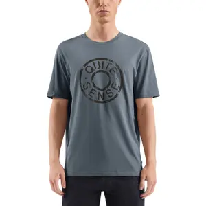 Basic Round Neck T-Shirt with Artistic Pattern Printed Logo QS image-2