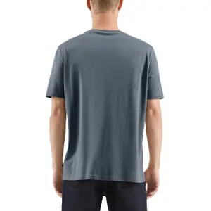 Basic Round Neck T-Shirt with Artistic Pattern Printed Logo QS image-5