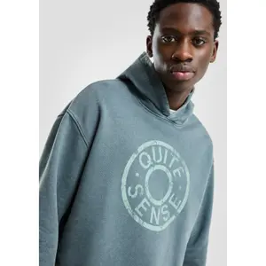 Washed Fleece Hooded Sweatshirt QS image-3
