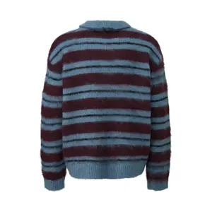 Striped Polo Collar Knit Sweater QS Relaxed Fit image-1