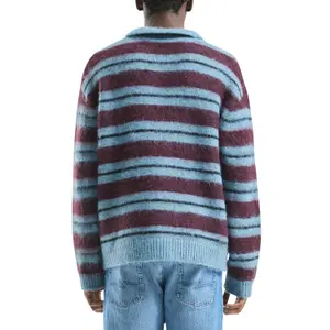 Striped Polo Collar Knit Sweater QS Relaxed Fit image-5