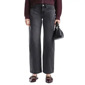 Curved Leg High-Waisted Balloon Jeans Women QS image-2