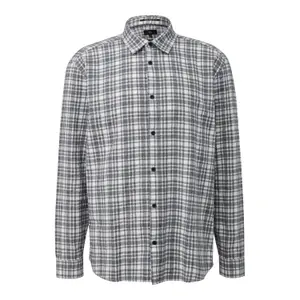 Brushed Fabric Checked Long Sleeve Overshirt QS image-0