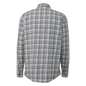 Brushed Fabric Checked Long Sleeve Overshirt QS image-1