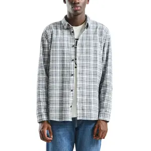Brushed Fabric Checked Long Sleeve Overshirt QS image-2