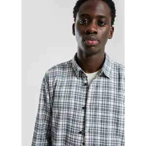 Brushed Fabric Checked Long Sleeve Overshirt QS image-3