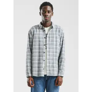Brushed Fabric Checked Long Sleeve Overshirt QS image-6