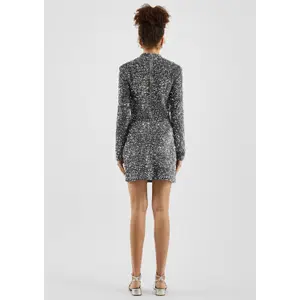 Sequined Velvet Bodycon Skirt Women QS image-4