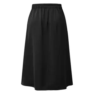 Women's Elasticated Waist Fluid Satin Midi Skirt QS image-1