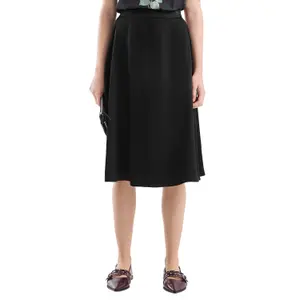 Women's Elasticated Waist Fluid Satin Midi Skirt QS image-2