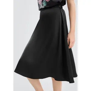 Women's Elasticated Waist Fluid Satin Midi Skirt QS image-3