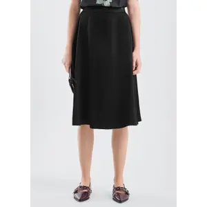 Women's Elasticated Waist Fluid Satin Midi Skirt QS image-6