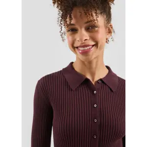 Buttoned Ribbed Cardigan Women QS image-3